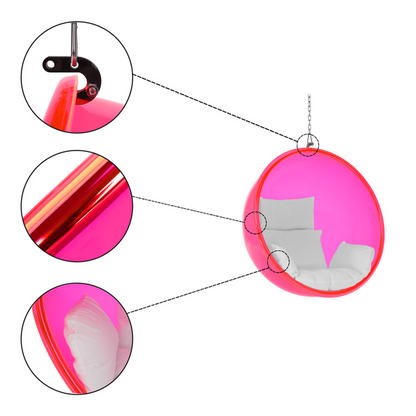 Scaun suspendat, roz/ argintiu/ alb, BUBBLE TIP 1