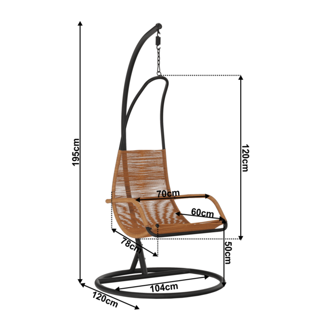 Scaun suspendabil, negru/maro, BUNGY