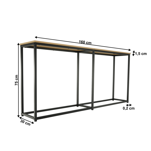 Consolă în stil industrial, stejar / negru, BUSTA