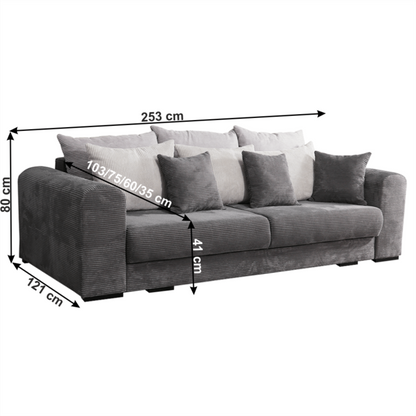 Canapea foarte spaţioasă, gri/gri deschis/bej, GILEN BIG SOFA