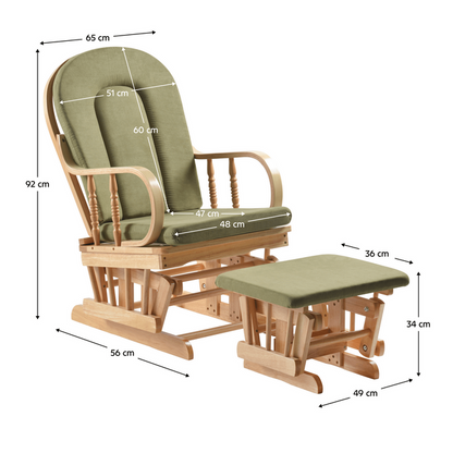 Scaun balansoar cu suport pentru picioare, natural/verde, DALBERT