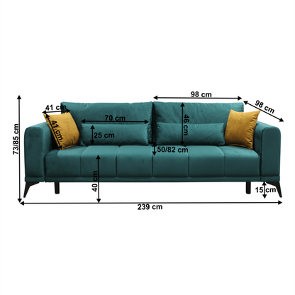 Canapea extensibilă, smarald/ muştar, GRACE BIG SOFA