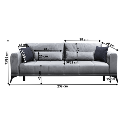 Canapea extensibilă, gri deschis/ gri, GRACE BIG SOFA