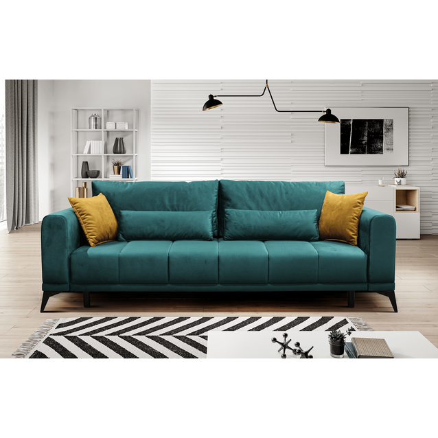 Canapea extensibilă, smarald/ muştar, GRACE BIG SOFA