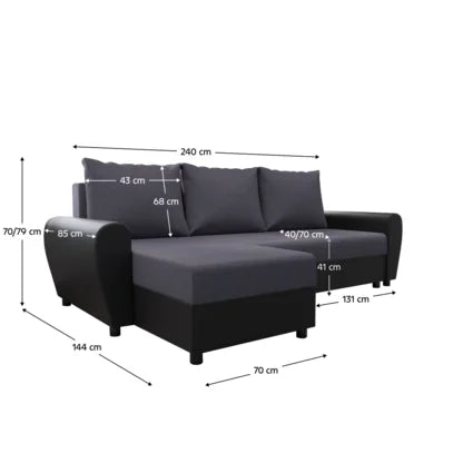 Set universal de canapele, gri/negru, DAKAR ROH L