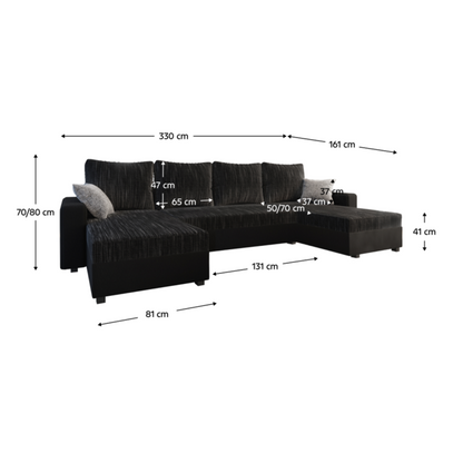 Canapea universală, negru/gri, TRIPOLIS U